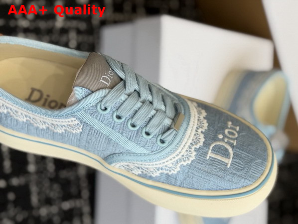 Dior Saltwind Sneaker Bleu Ciel Dior Oblique Embroidered Cotton and White Lace Replica