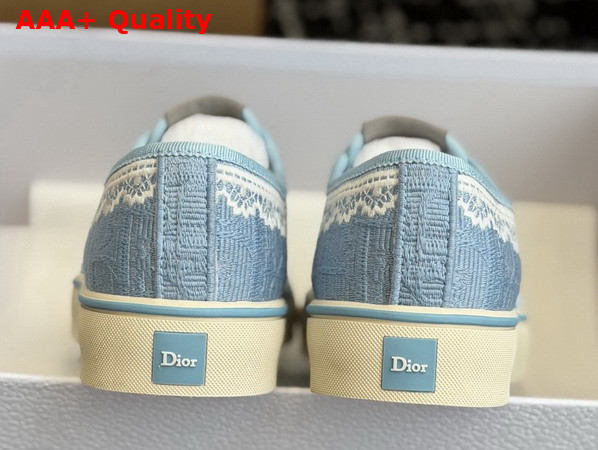 Dior Saltwind Sneaker Bleu Ciel Dior Oblique Embroidered Cotton and White Lace Replica