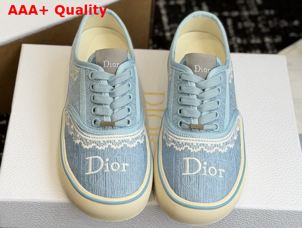 Dior Saltwind Sneaker Bleu Ciel Dior Oblique Embroidered Cotton and White Lace Replica
