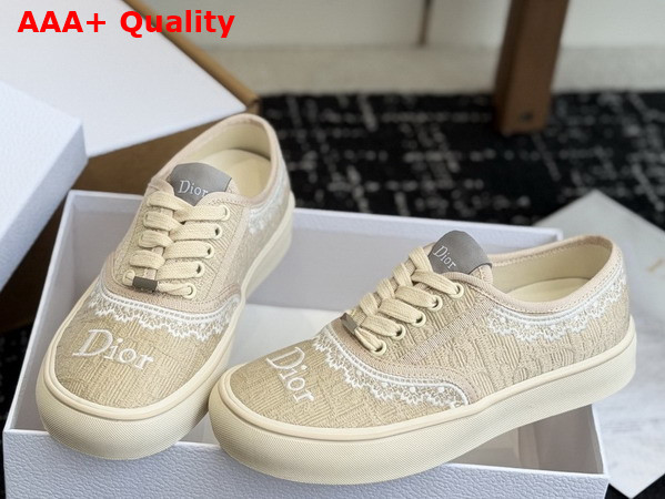 Dior Saltwind Sneaker in Beige Dior Oblique Embroidered Cotton and White Lace Replica