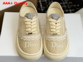 Dior Saltwind Sneaker in Beige Dior Oblique Embroidered Cotton and White Lace Replica