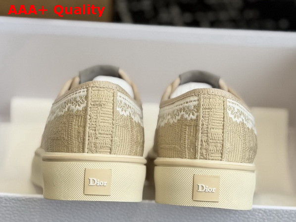 Dior Saltwind Sneaker in Beige Dior Oblique Embroidered Cotton and White Lace Replica
