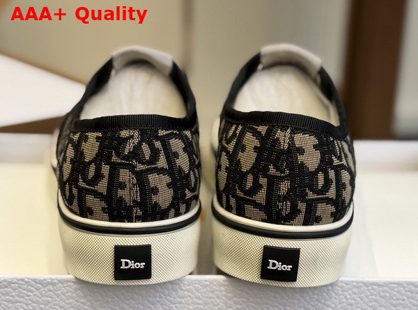 Dior Saltwind Sneaker in Beige and Blue Dior Oblique Embroidered Cotton Replica