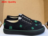 Dior Saltwind Sneaker in Black Cotton Embroidered with Green Dior Clover Motif Replica