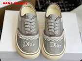 Dior Saltwind Sneaker in Gray Dior Oblique Embroidered Cotton and White Lace Replica