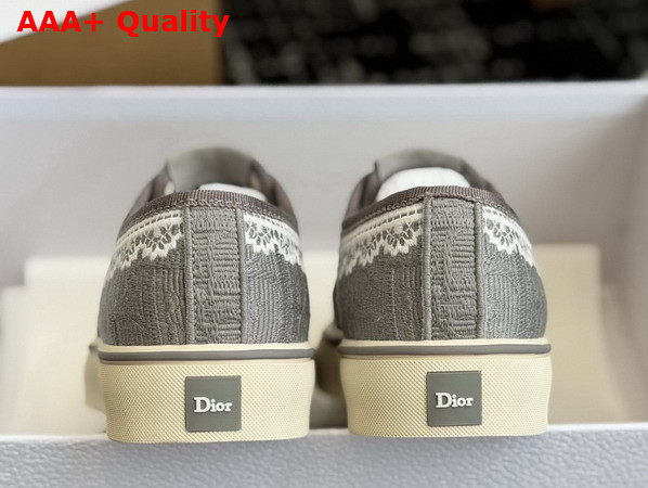 Dior Saltwind Sneaker in Gray Dior Oblique Embroidered Cotton and White Lace Replica