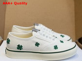 Dior Saltwind Sneaker in White Cotton Embroidered with Green Dior Clover Motif Replica
