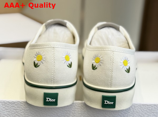 Dior Saltwind Sneaker in White Cotton Embroidered with Sunflower Motif Replica