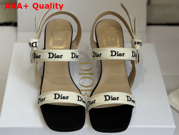 Dior Sandal with Jadior Straps Black Embroidered Cotton Replica