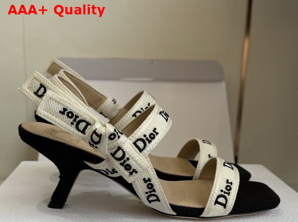 Dior Sandal with Jadior Straps Black Embroidered Cotton Replica