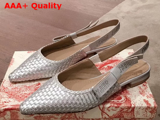 Dior Silver Jadior Slingback Woven Laminated Lambskin Pump Replica