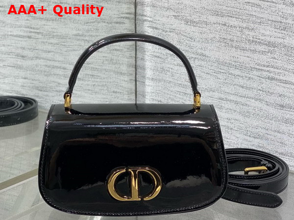 Dior Small 30 Montaigne Avenue Top Handle Bag in Black Patent Calfskin Replica