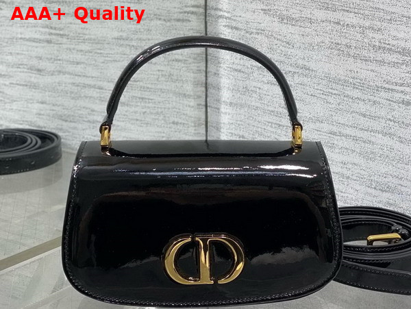 Dior Small 30 Montaigne Avenue Top Handle Bag in Black Patent Calfskin Replica