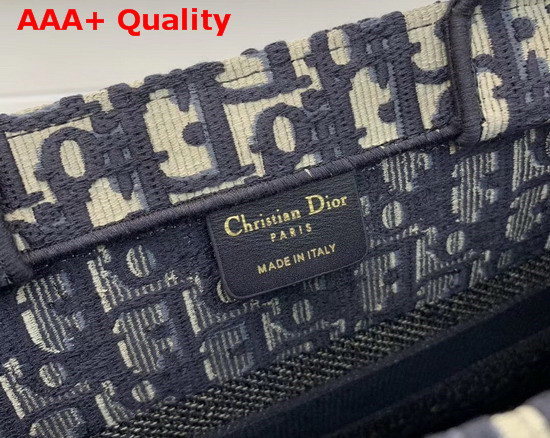 Dior Small Book Tote Bag in Blue Embroidered Dior Oblique Canvas Replica