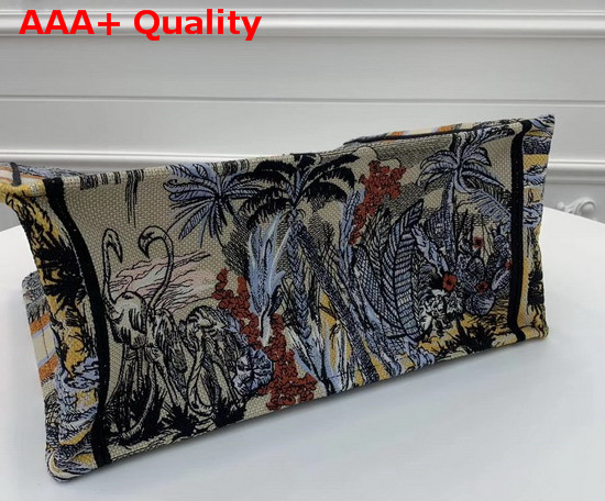 Dior Small Book Tote Bag in Canvas Embroidered with a Leaf Blue Toile De Jouy Tropicalia Motif Replica