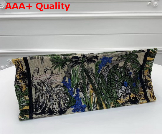Dior Small Book Tote Bag in Canvas Embroidered with a Leaf Green Toile De Jouy Tropicalia Motif Replica
