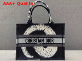 Dior Small Book Tote Blue Multicolor Tie and Dior Embroidery Replica