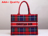 Dior Small Book Tote in Red and Blue Embroidered Canvas Replica