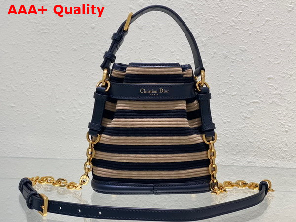 Dior Small Cest Dior Bag Natural and Denim Blue Mariniere Raffia Replica