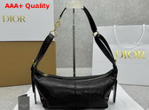 Dior Small D Journey Bag in Crinkled Calfskin Black Flat Macrocannage Replica