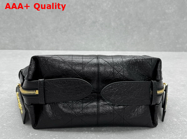 Dior Small D Journey Bag in Crinkled Calfskin Black Flat Macrocannage Replica