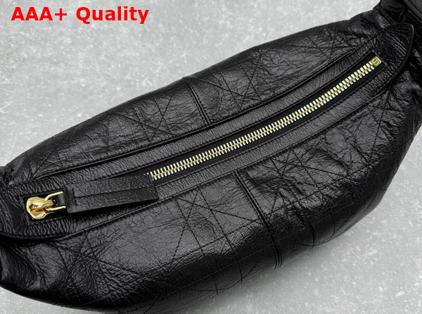Dior Small D Journey Bag in Crinkled Calfskin Black Flat Macrocannage Replica
