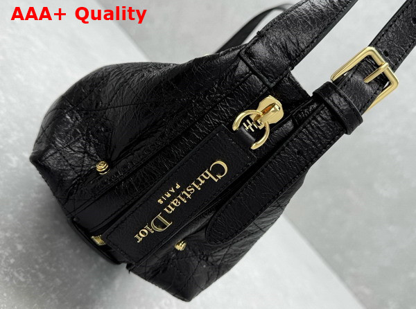 Dior Small D Journey Bag in Crinkled Calfskin Black Flat Macrocannage Replica