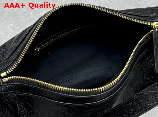 Dior Small D Journey Bag in Crinkled Calfskin Black Flat Macrocannage Replica