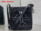 Dior Small D Motion Bag in Black Macrocannage Crinkled Calfskin Replica