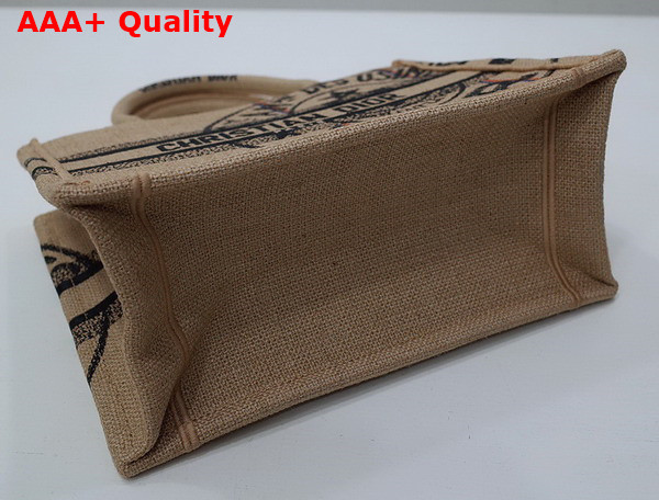 Dior Small Dior Book Tote Beige Jute Canvas Embroidered with Dior Union Motif Replica