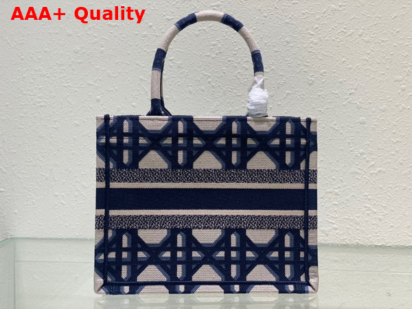 Dior Small Dior Book Tote Beige and Blue Macrocannage Embroidery Replica