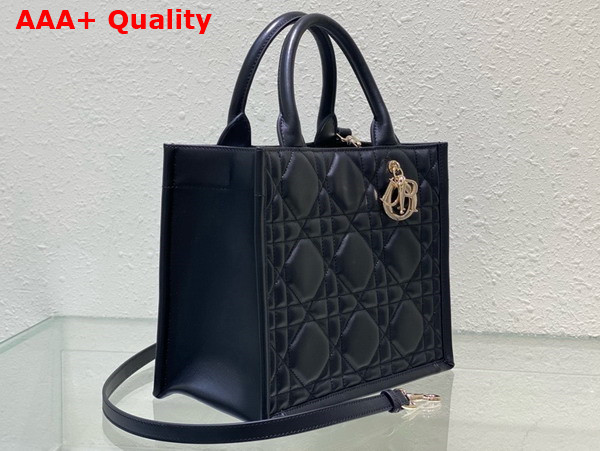 Dior Small Dior Book Tote Black Macrocannage Calfskin Replica