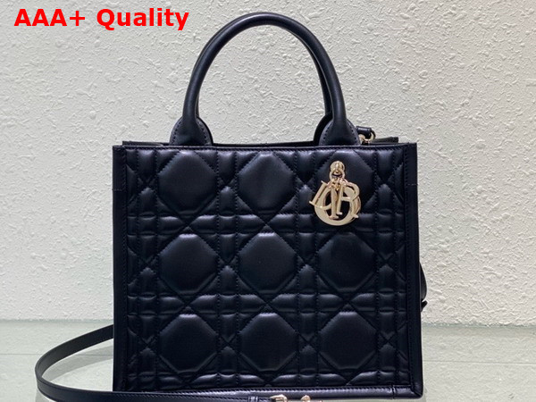 Dior Small Dior Book Tote Black Macrocannage Calfskin Replica