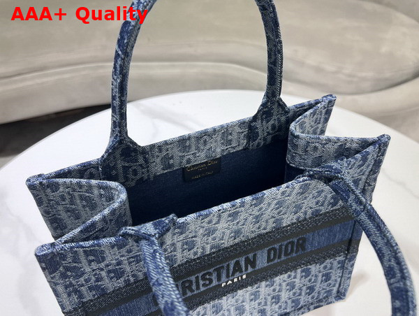 Dior Small Dior Book Tote Blue Denim Dior Oblique Jacquard Replica