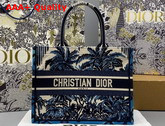 Dior Small Dior Book Tote Blue Dior Palms Embroidery Replica