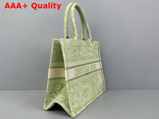 Dior Small Dior Book Tote Green Toile de Jouy Reverse Embroidery Replica