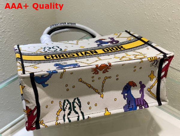 Dior Small Dior Book Tote Latte Multicolor Dior Pixel Zodiac Embroidery Replica