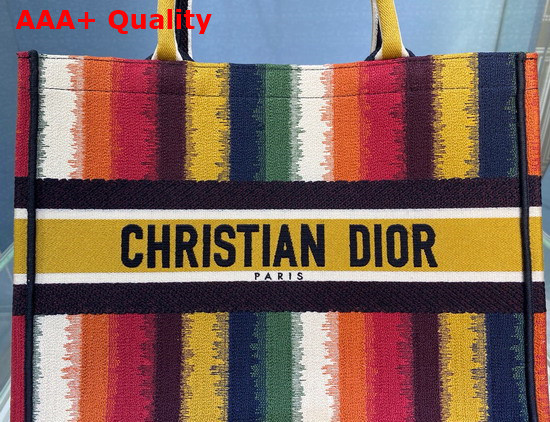 Dior Small Dior Book Tote Multicolor D Stripes Embroidery Replica