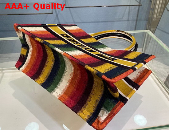 Dior Small Dior Book Tote Multicolor D Stripes Embroidery Replica