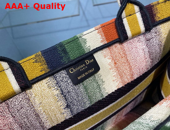 Dior Small Dior Book Tote Multicolor D Stripes Embroidery Replica