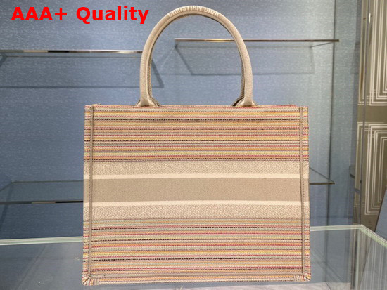 Dior Small Dior Book Tote Multicolor Stripes Embroidery Replica