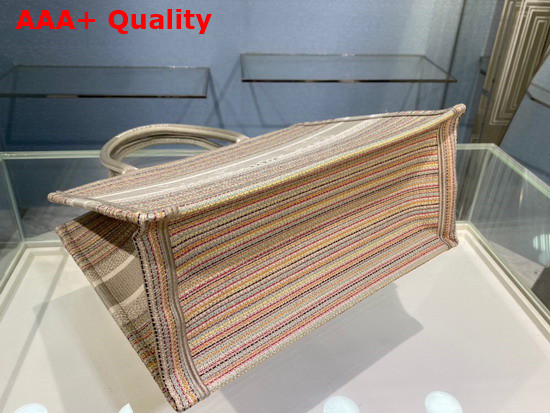 Dior Small Dior Book Tote Multicolor Stripes Embroidery Replica