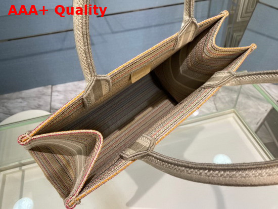 Dior Small Dior Book Tote Multicolor Stripes Embroidery Replica