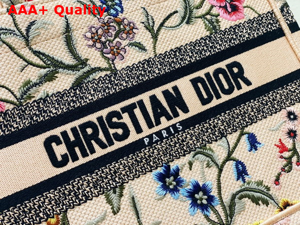 Dior Small Dior Book Tote Natural Multicolor Raffia Embroidered with Dior Petites Fleurs Replica