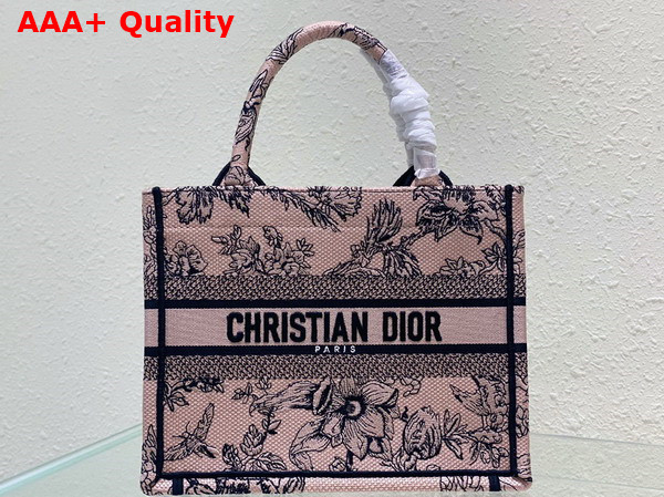 Dior Small Dior Book Tote Powder Pink Dior Jardin Botanique Embroidery Replica
