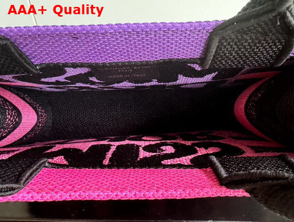 Dior Small Dior Book Tote Two Tone Fuchsia and Purple Miss Dior Graffiti Embroidery Replica