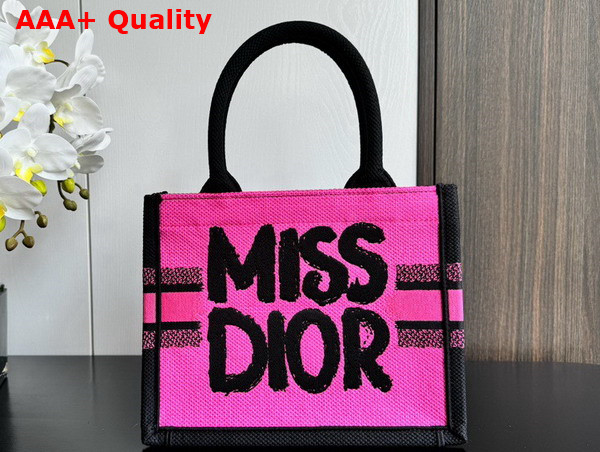 Dior Small Dior Book Tote Two Tone Fuchsia and Purple Miss Dior Graffiti Embroidery Replica