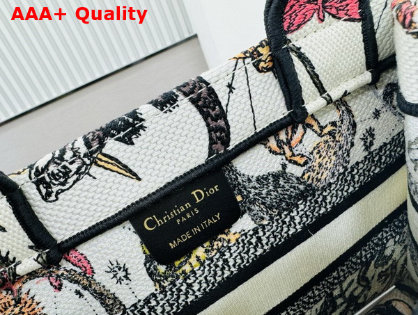 Dior Small Dior Book Tote White Multicolor Animaux Fantastiques Embroidery Replica