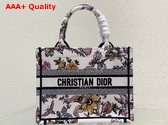 Dior Small Dior Book Tote White Multicolor Dior Jardin Botanique Embroidery Replica
