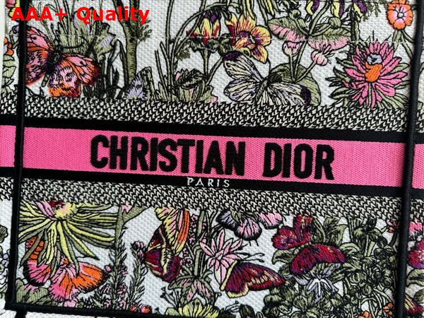 Dior Small Dior Book Tote White Multicolor Mexico Millefiori Embroidery Replica